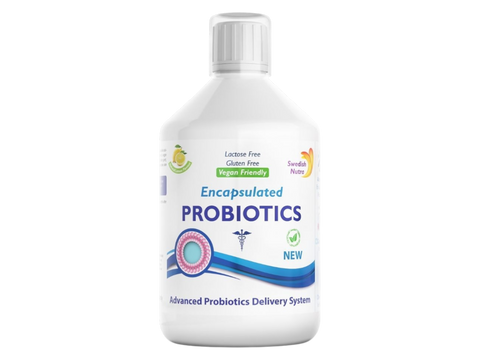 Swedish Nutra Encapsulated Probiotics 500ml liquid supplement bottle front label packaging