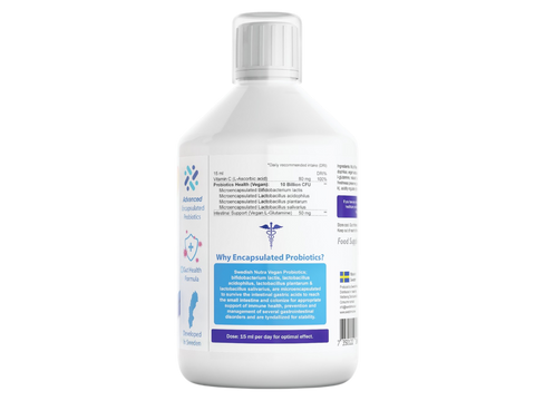 Swedish Nutra Encapsulated Probiotics 500ml active ingredients and nutrients information panel