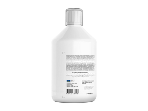 White bottle with a label on a white background