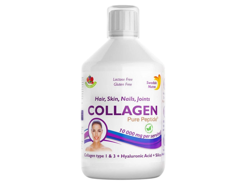 Swedish Nutra Liquid Bovine Collagen 10000mg Berry Flavour 500ml liquid supplement bottle front label packaging