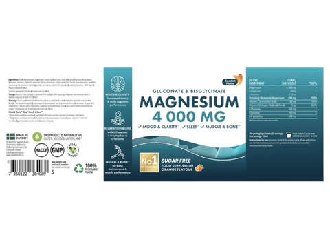 Magnesium supplement packaging with blue and white design on a white background