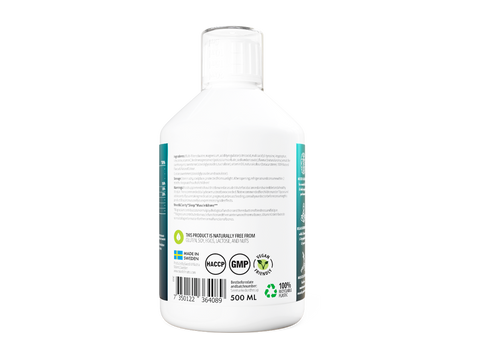 Bottle with label on a white background