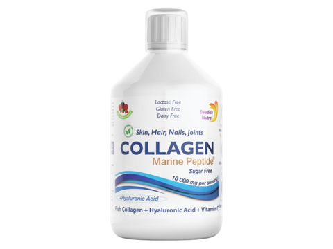 Swedish Nutra Marine Collagen Liquid 10000mg Sugar-Free Berry Flavour 500ml liquid supplement bottle front label packaging