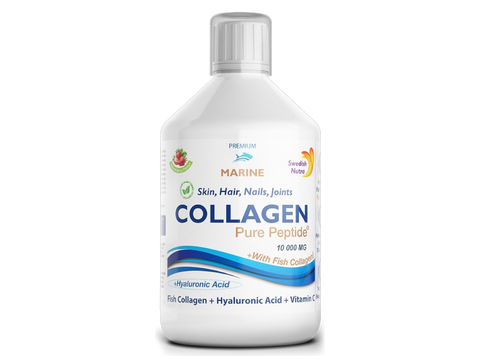 Swedish Nutra Marine Collagen Liquid 10000mg Natural Berry Flavour 500ml liquid supplement bottle front label packaging