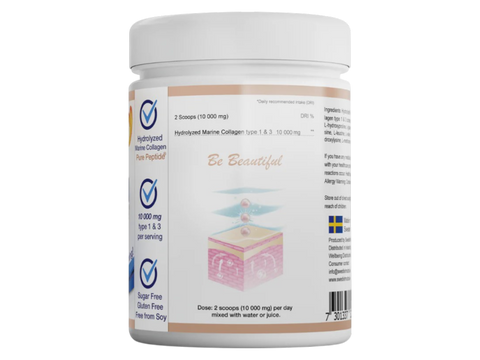Swedish Nutra Marine Collagen Powder 10000mg 300g collagen supplement active ingredients information panel