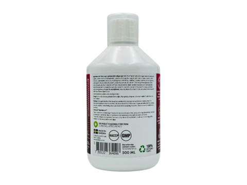 Bottle with label on a white background