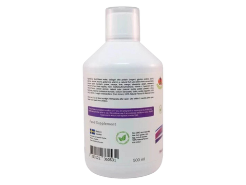Swedish Nutra Vegan Collagen 500ml supplement benefits information & barcode panel