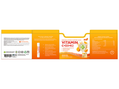 Vitamin supplement packaging with orange and white design