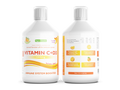 Two bottles of Vitamin C+D3 supplement on a white background