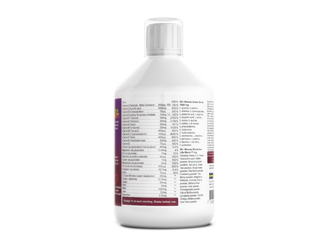 Bottle with a detailed label on a white background
