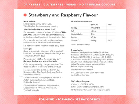 Symprove Strawberry & Raspberry 4 Weeks Supply (4 x 500ml) supplement & ingredients