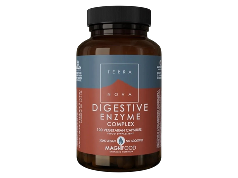 Terranova Digestive Enzyme Complex 100 veggie capsules front view bottle packaging