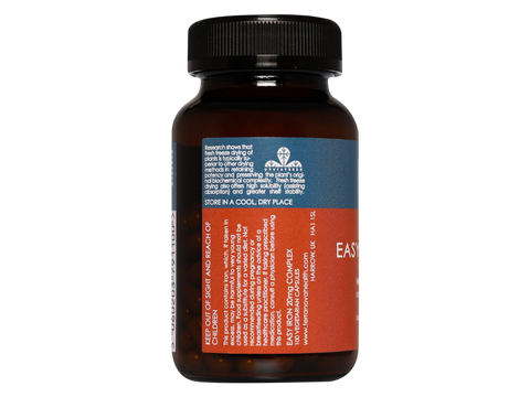 Terranova Easy Iron 20mg Complex 100 vegetarian capsules ingredients and directions label