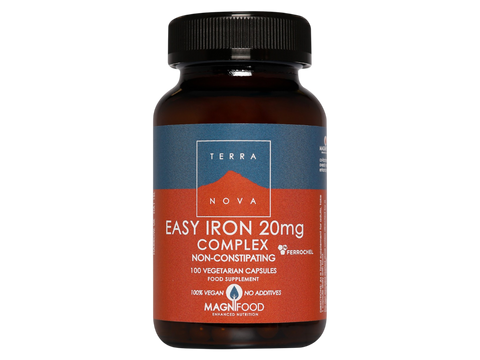 Terranova Easy Iron 20mg Complex 100 vegetarian capsules front view bottle packaging