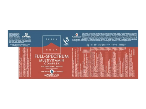 Terranova Full-Spectrum Multivitamin 100 veggie capsules front view bottle packaging