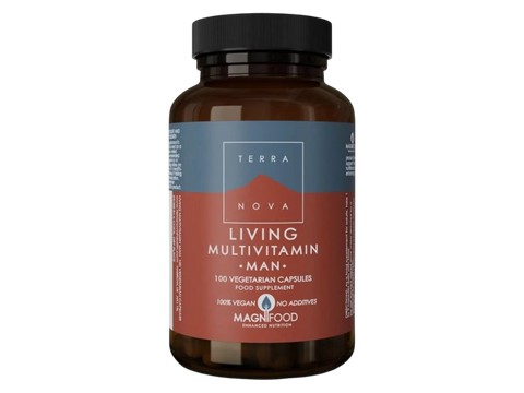 Terranova Living Multivitamin Man 100 veggie capsules front view bottle packaging
