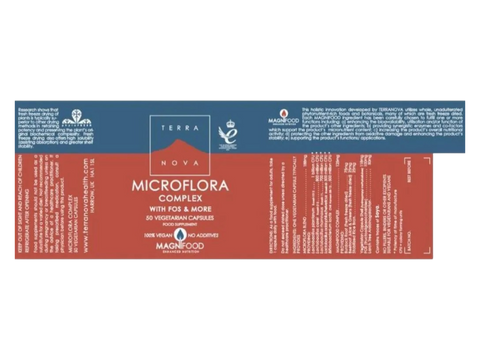 Terranova Microflora Complex with FOS and More 50 vegetarian capsules supplement facts panel