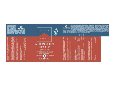 Terranova Quercetin Nettle Complex 100 vegetarian capsules supplement facts panel