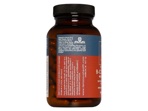 Terranova Vitamin B-Complex with Vitamin C 100 veggie capsules supplement facts panel