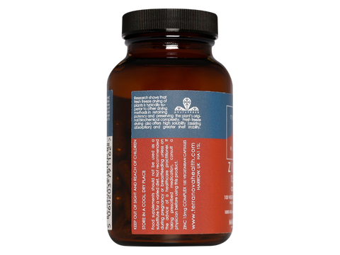 Terranova Zinc 15mg Complex 100 vegetarian capsules ingredients and directions label