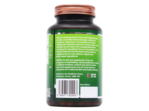 Supplement facts label for The Good Guru Vegan D3 + K2, showing 4000IU D3 and MK-7, 90 count barcode