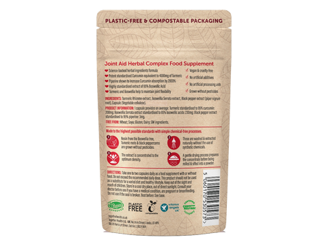 Together Health Curcumin 95 Percent and Boswellia 65 Percent Complex 30 Capsules pouch back label ingredients directions and barcode