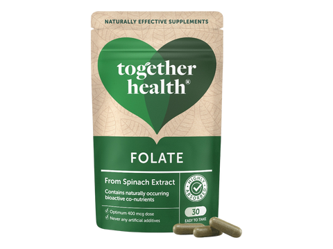 Together Health Folate 400 mcg from Spinach 30 Capsules pouch front label packaging with capsules