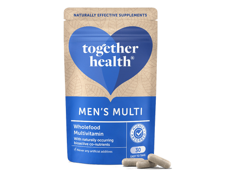 Together Health Men's Multivitamin Whole Food Formula with Zinc 30 Capsules pouch front label packaging with capsules