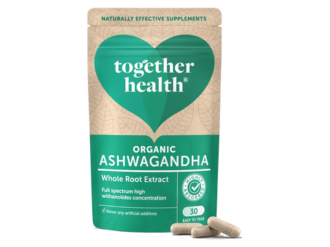 Together Health Organic Ashwagandha KSM-66 500 mg 30 Capsules pouch front label packaging with capsules