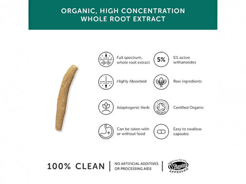 Together Health Organic Ashwagandha KSM-66 500 mg 30 Capsules herbal adaptogen product information panel