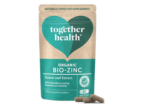 Together Health Organic Zinc from Guava Leaf 15 mg 30 Vegan Capsules pouch front label packaging with capsules