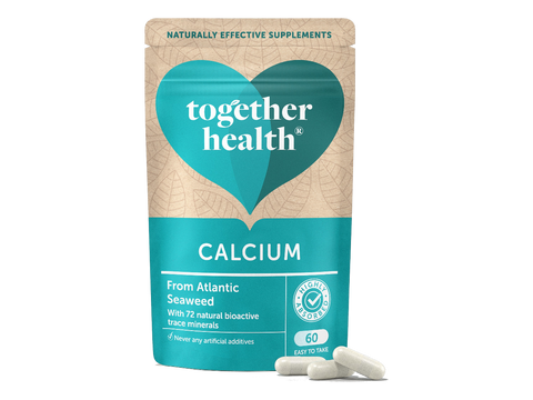 Together Health Plant Based Calcium from Seaweed 60 Vegan Capsules pouch front label packaging with capsules