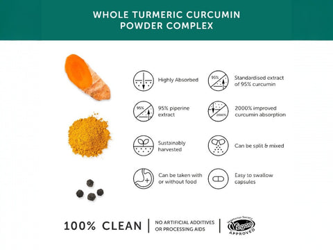 Together Health Turmeric Curcumin Complex 95 Percent with Black Pepper 30 Capsules curcumin nutrient product information panel