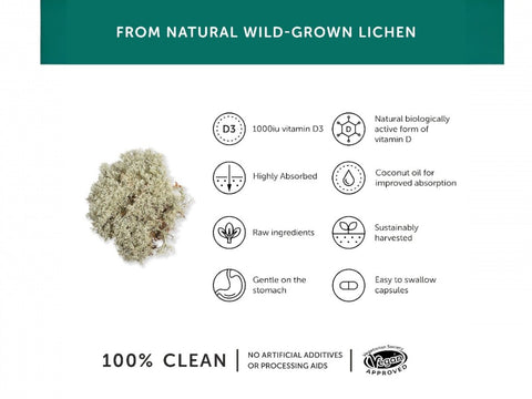 Together Health Vegan Vitamin D3 1000 IU from Lichen 30 Capsules vitamin D3 nutrient product information panel