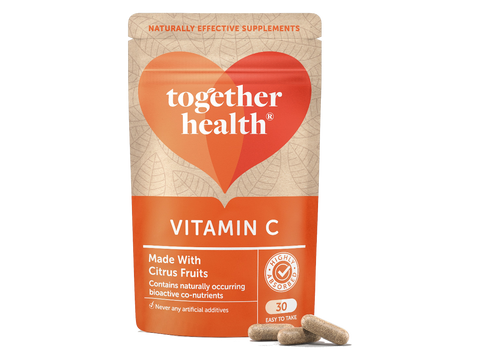 Together Health Whole Food Vitamin C from Oranges and Lemons 30 Capsules pouch front label packaging with capsules