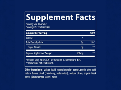 Trace Minerals Apple Cider Vinegar Strawberry Melon - 60 Gummies supplement facts and ingredients label