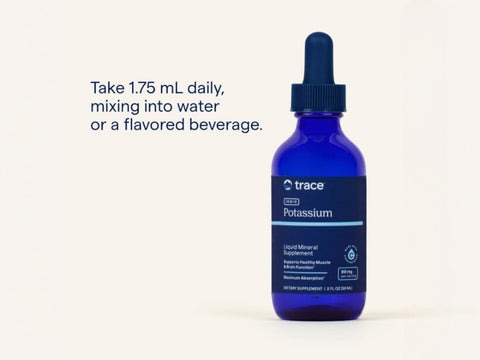 Trace Minerals Ionic Potassium Liquid Mineral Supplement 59 ml ingredients and directions label