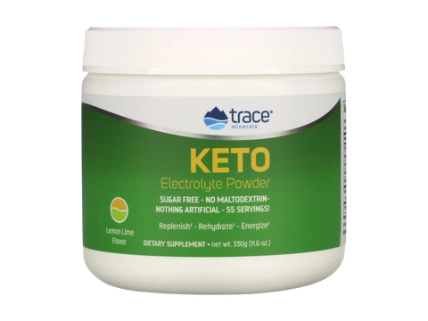 Trace Minerals Keto Electrolyte Powder Lemon Lime – 330 g (11.6 oz) front view container packaging