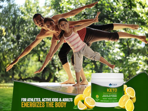 Trace Minerals Keto Electrolyte Powder Lemon Lime – 330 g (11.6 oz) lemon lime electrolyte drink lifestyle product image