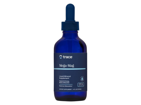 Trace Minerals Mega-Mag Liquid Magnesium Supplement – 118 ml (4 fl oz) front view bottle packaging