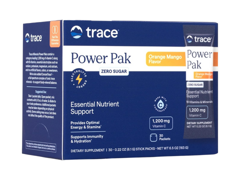 Trace Minerals Power Pak Orange Mango (Sugar Free) - 30 Count front view box packaging