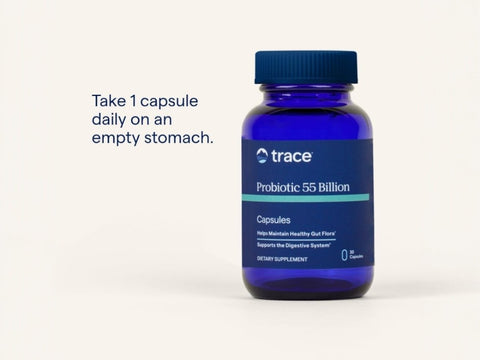 Trace Minerals Probiotic 55 Billion 30 capsules ingredients and directions label