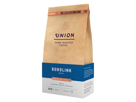 Union Bobolink Brazil Cafetiere Grind Coffee bag, 200g.