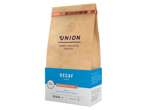 Coffee details, tasting notes, and brewing guide on bag.