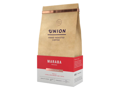Union Maraba Rwanda Whole Bean Coffee bag, 200g.
