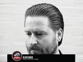 Uppercut Deluxe Pomade 100g styled slick back hairstyle example with high shine finish