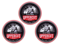 Uppercut Deluxe Pomade 100g front view of styling pomade 3 packs