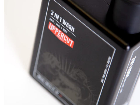 Uppercut Deluxe 3 in 1 Wash 240ml bottle angled view showing 240ml size
