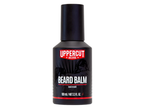 Uppercut Deluxe Beard Balm 100ml front view of beard styling balm tube with branding