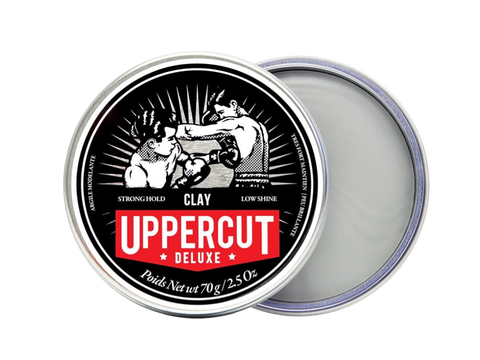 Uppercut Deluxe Clay 70g open top lid view showing product logo and 70g size